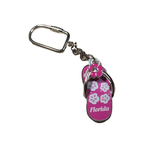 Florida Pink Flip Flop Sandal Flower Souvenir - Picture 2 of 4
